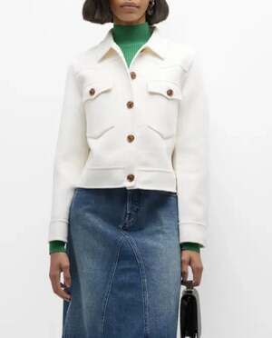 Rails Easton Cream Wool Blend Cropped Shirt Jacket M